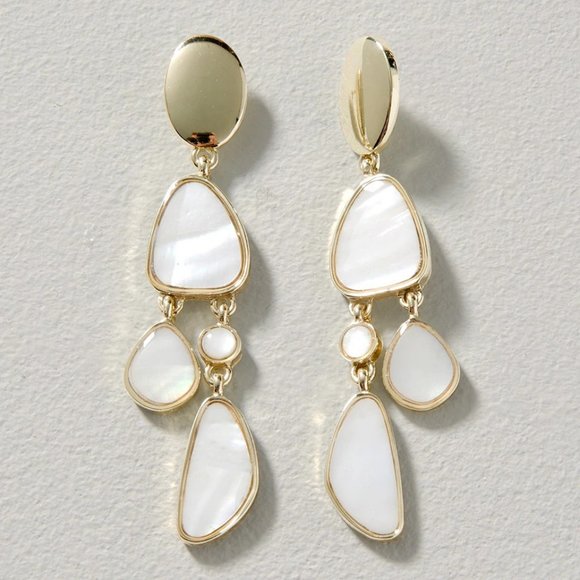 White House Black Market Jewelry - WHBM GENUINE Mother Of Pearl Shell Chandelier STATEMENT Earrings